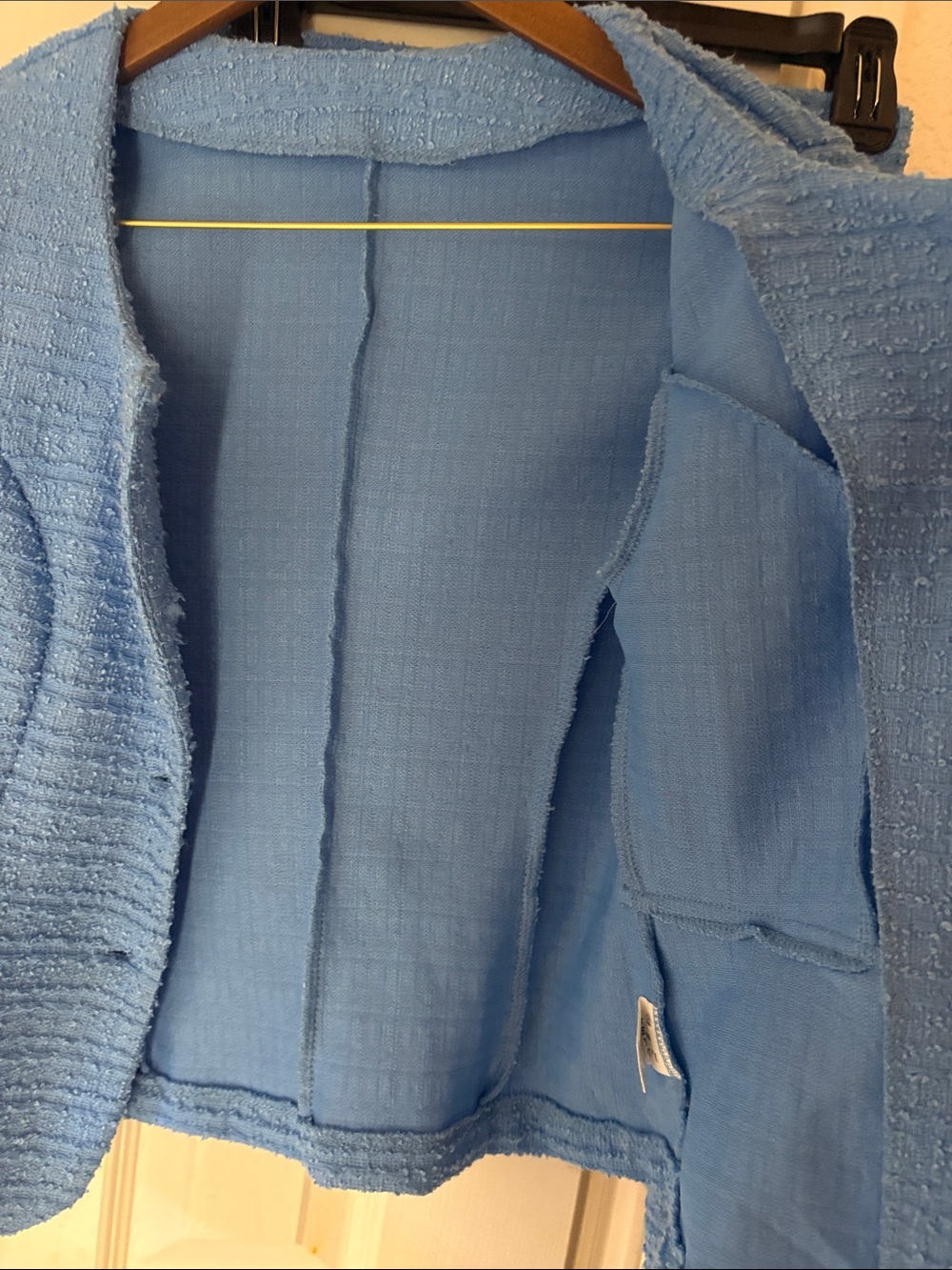 SHEIN Sky Blue Tweed Button-Front Blazer & Skirt Set - Picture 8 of 14